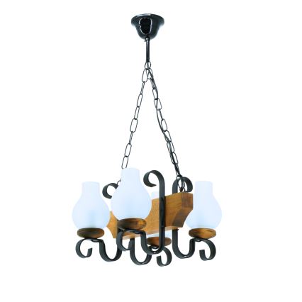 Żyrandol na łańcuchu VELA 4xE14/40W/230V buk