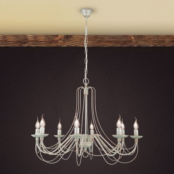 Żyrandol na łańcuchu VELA 8xE14/40W/230V śr. 80 cm biały/złoty/patyna
