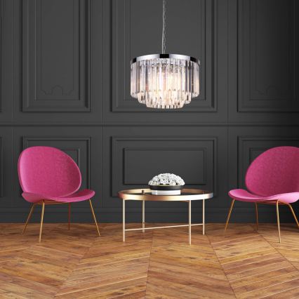 Żyrandol na łańcuchu VETRO 5xE14/60W/230V chrom błyszczący