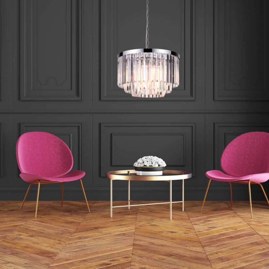 Żyrandol na łańcuchu VETRO 5xE14/60W/230V chrom błyszczący