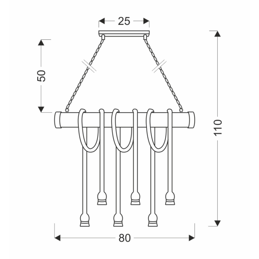 Żyrandol na łańcuchu VINT 6xE27/40W/230V bambus