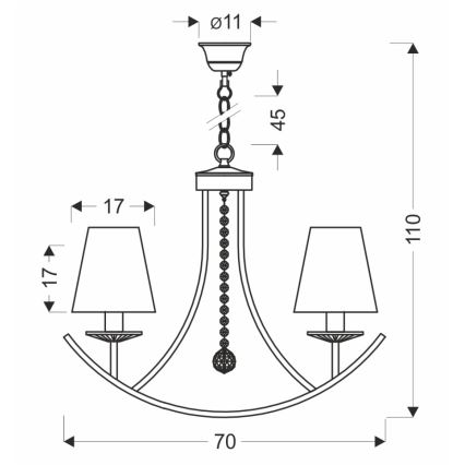 Żyrandol na łańcuchu VITORIA 4xE14/40W/230V żółty/mosiądz