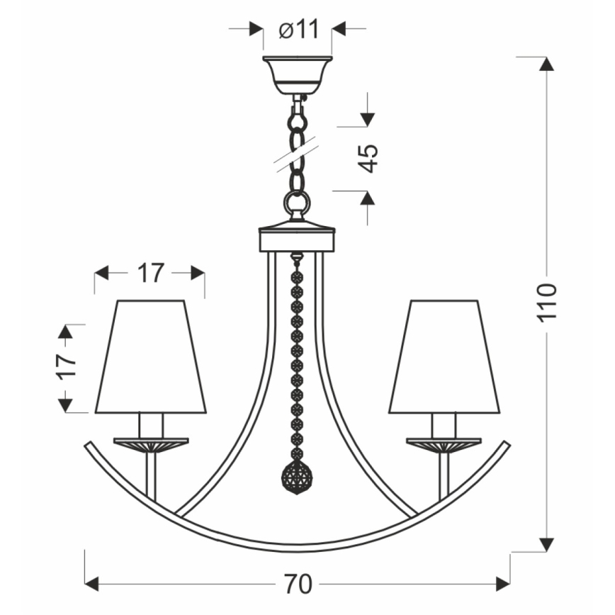 Żyrandol na łańcuchu VITORIA 4xE14/40W/230V żółty/mosiądz