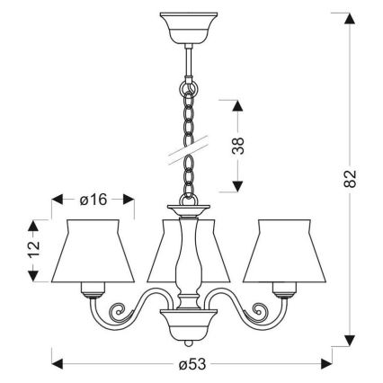 Żyrandol na łańcuchu ZEFIR 3xE27/40W/230V