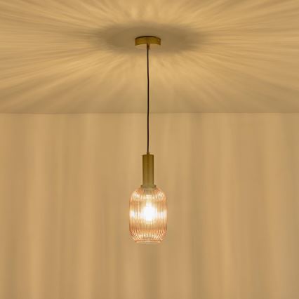 Żyrandol na lince 1xE27/15W/230V brązowy śr. 13 cm