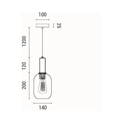 Żyrandol na lince 1xE27/15W/230V brązowy śr. 13 cm