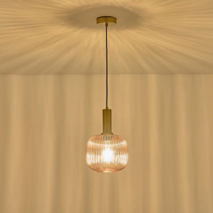 Żyrandol na lince 1xE27/15W/230V brązowy śr. 20 cm
