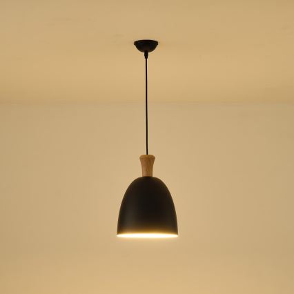 Żyrandol na lince 1xE27/15W/230V czarny śr. 23 cm
