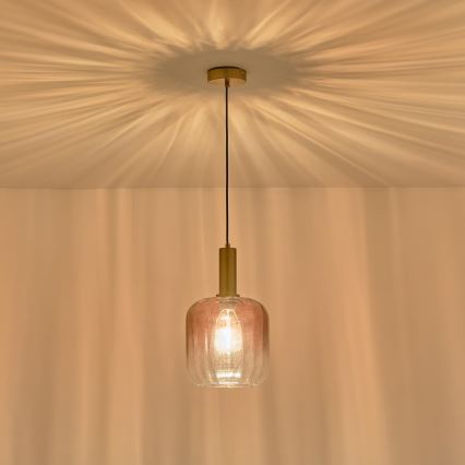 Żyrandol na lince 1xE27/15W/230V czerwony/dym śr. 20 cm