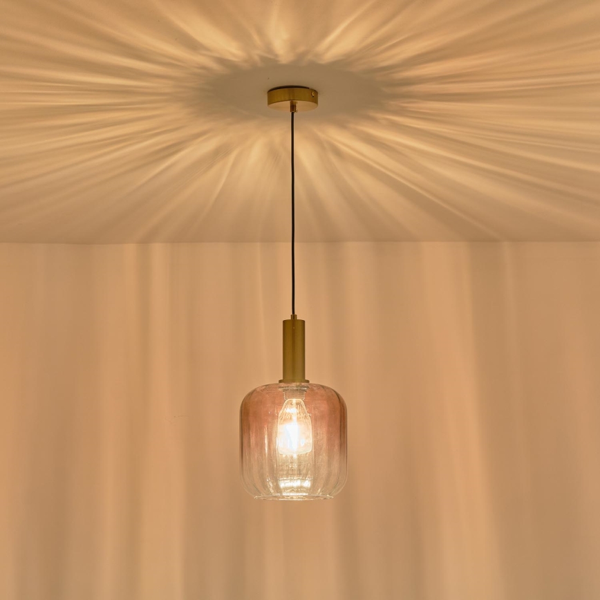 Żyrandol na lince 1xE27/15W/230V czerwony/dym śr. 20 cm