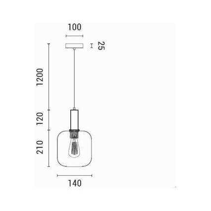 Żyrandol na lince 1xE27/15W/230V czerwony/dym śr. 20 cm