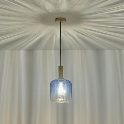 Żyrandol na lince 1xE27/15W/230V niebieski/dym śr. 20 cm
