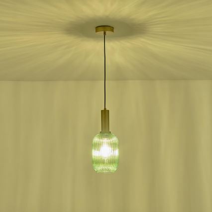 Żyrandol na lince 1xE27/15W/230V zielony 13 cm