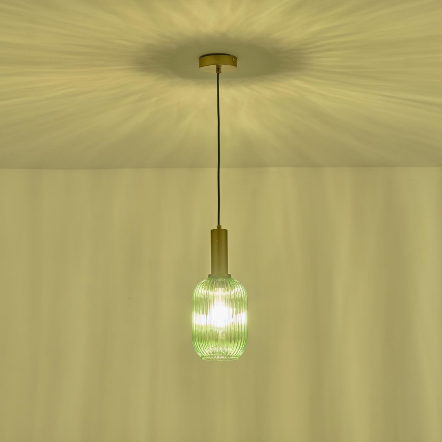 Żyrandol na lince 1xE27/15W/230V zielony 13 cm