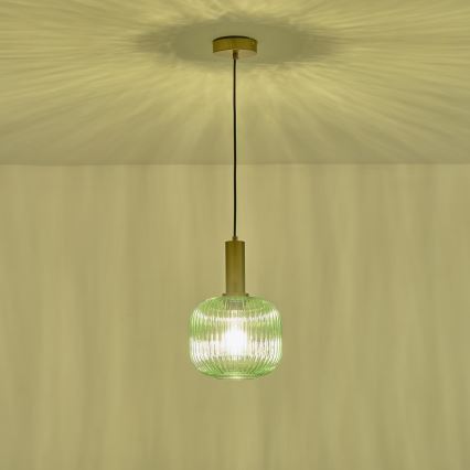 Żyrandol na lince 1xE27/15W/230V zielony śr. 20 cm
