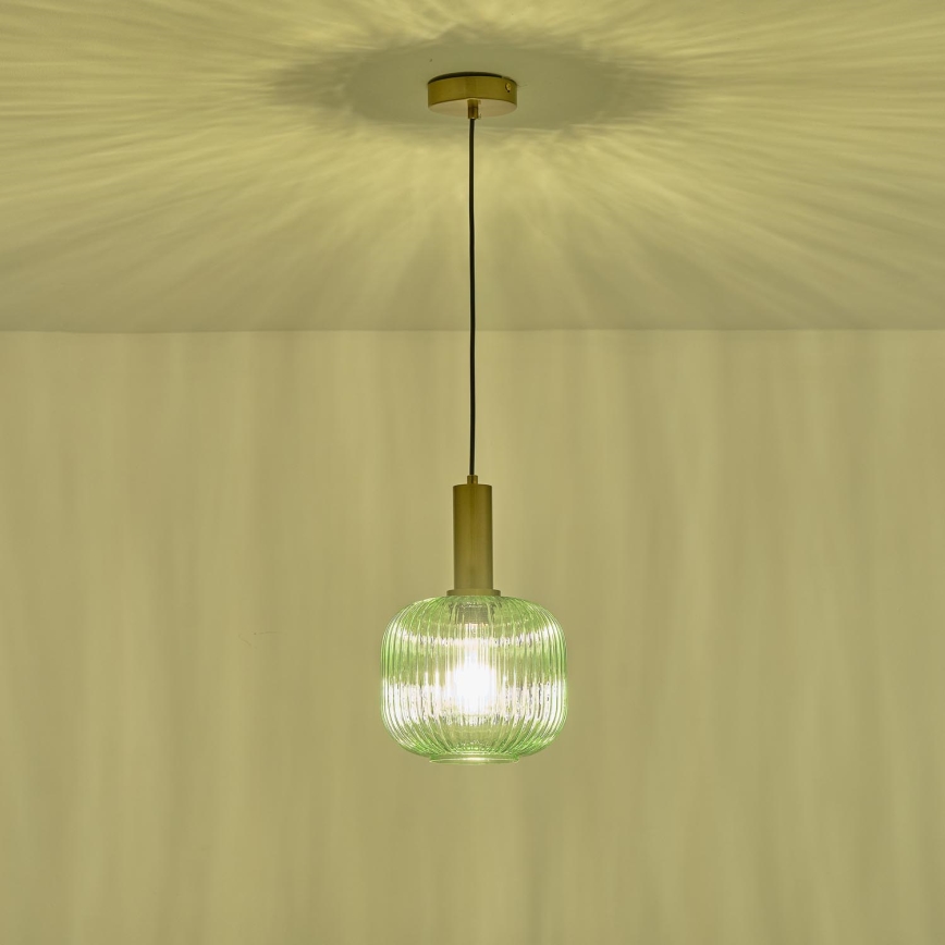 Żyrandol na lince 1xE27/15W/230V zielony śr. 20 cm