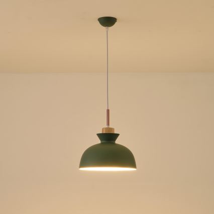 Żyrandol na lince 1xE27/15W/230V zielony śr. 28 cm