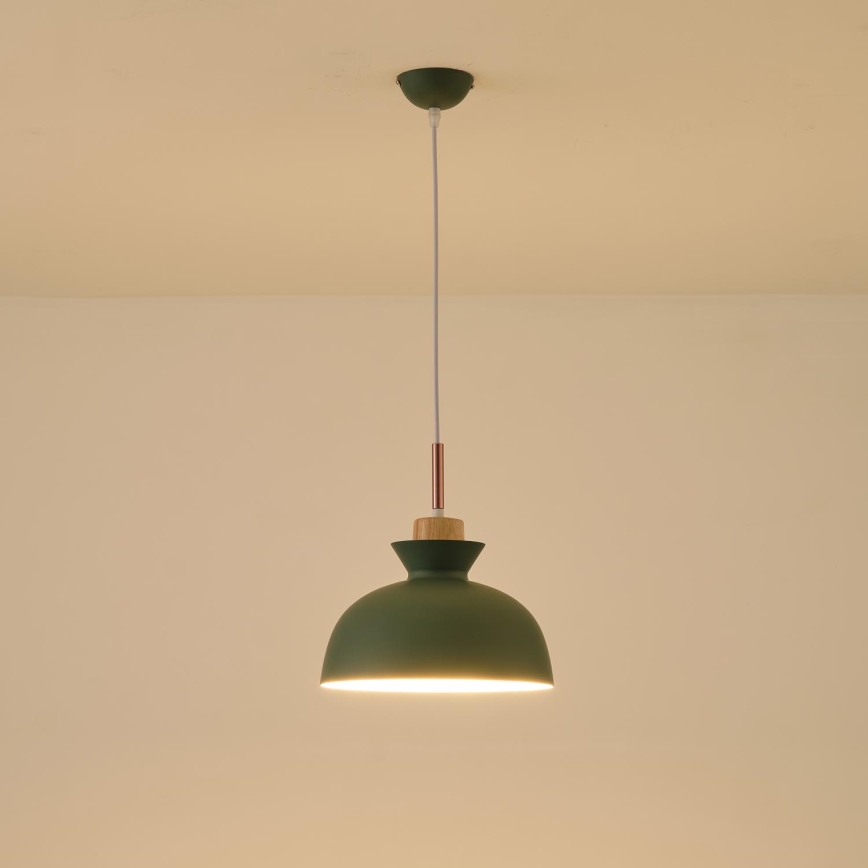 Żyrandol na lince 1xE27/15W/230V zielony śr. 28 cm