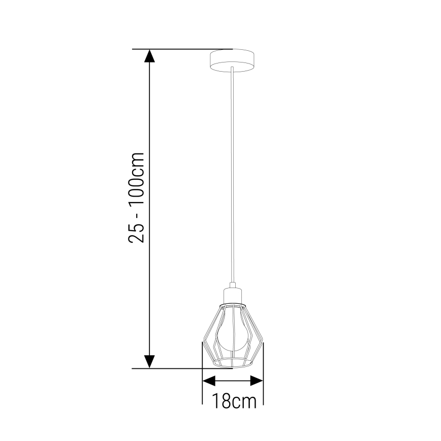 Żyrandol na lince 1xE27/35W/230V śr. 18 cm czarny