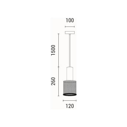 Żyrandol na lince 1xE27/40W/230V czarny