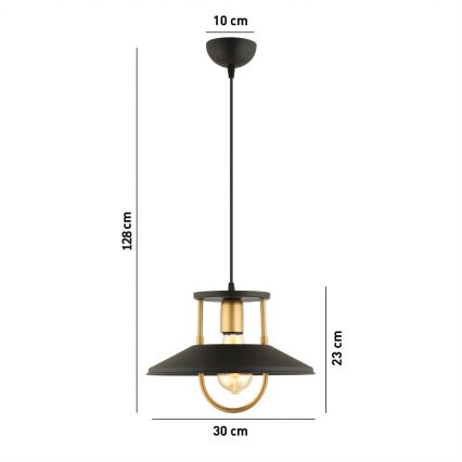 Żyrandol na lince 1xE27/40W/230V czarny/złoty