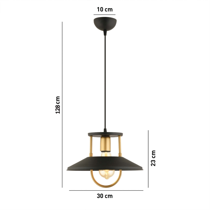 Żyrandol na lince 1xE27/40W/230V czarny/złoty