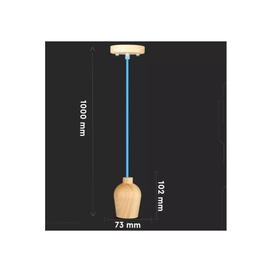 Żyrandol na lince 1xE27/60W/230V niebieski