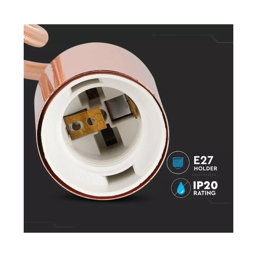 Żyrandol na lince 1xE27/60W/230V różowe złoto