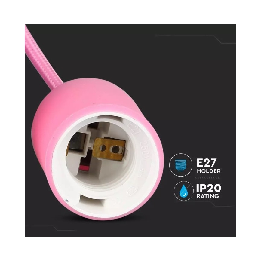 Żyrandol na lince 1xE27/60W/230V różowy