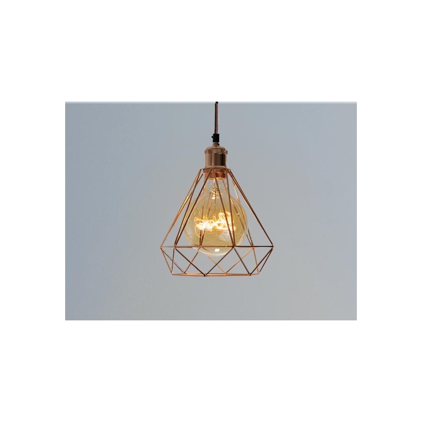 Żyrandol na lince 1xE27/60W/230V śr. 22 cm miedź