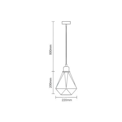 Żyrandol na lince 1xE27/60W/230V śr. 22 cm miedź
