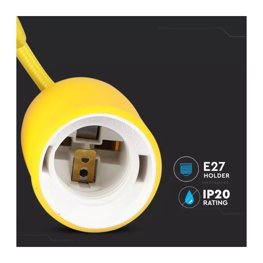 Żyrandol na lince 1xE27/60W/230V żółty