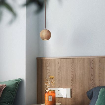 Żyrandol na lince 1xGU10/10W/230V śr. 11 cm lite drewno/jesion