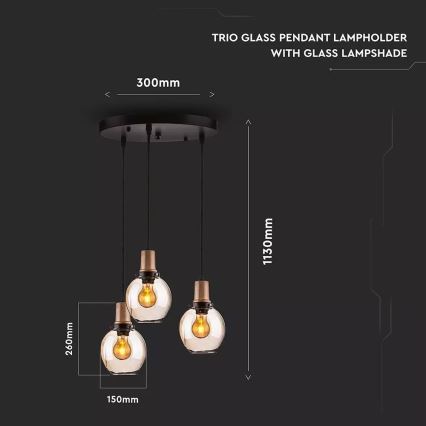 Żyrandol na lince 3xE27/60W/230V