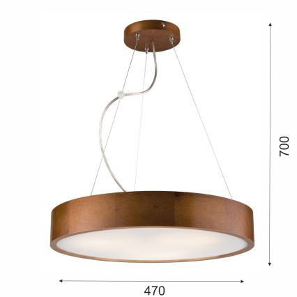 Żyrandol na lince 3xE27/60W/230V ø 47 cm sosna