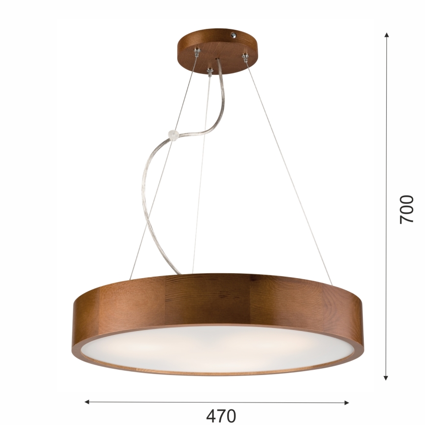 Żyrandol na lince 3xE27/60W/230V ø 47 cm sosna