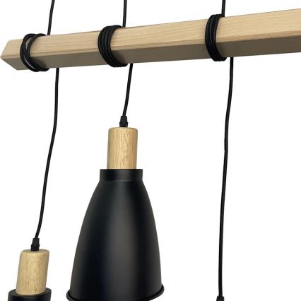 Żyrandol na lince 4xE27/60W/230V czarny