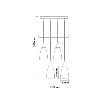 Żyrandol na lince 4xE27/60W/230V czarny