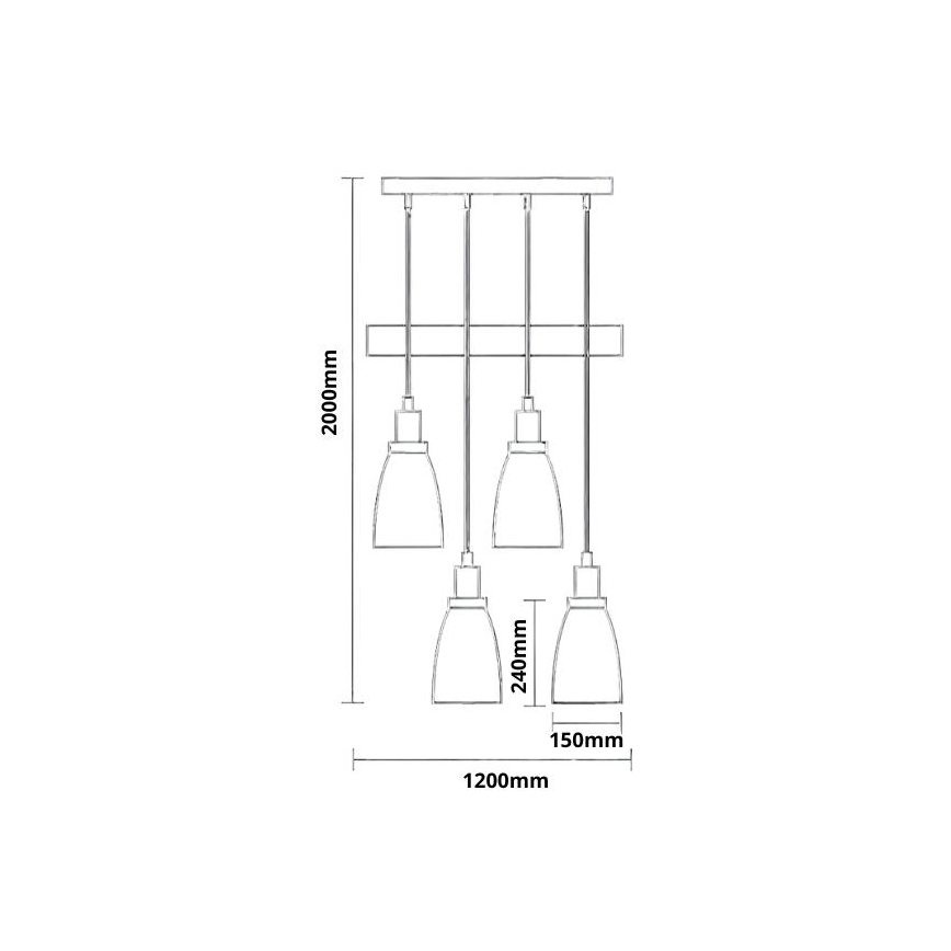 Żyrandol na lince 4xE27/60W/230V czarny