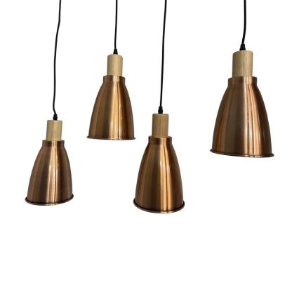 Żyrandol na lince 4xE27/60W/230V miedź