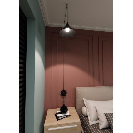 Żyrandol na lince ABRAMO 1xE27/15W/230V czarny