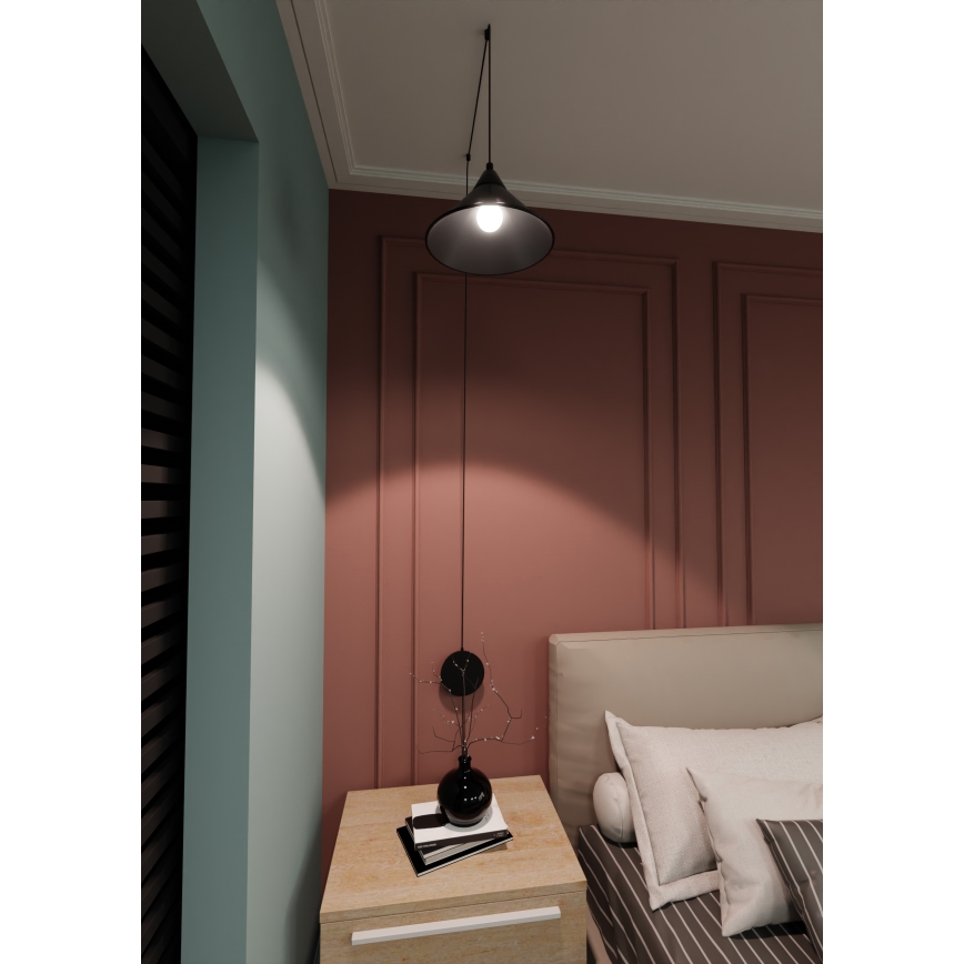 Żyrandol na lince ABRAMO 1xE27/15W/230V czarny
