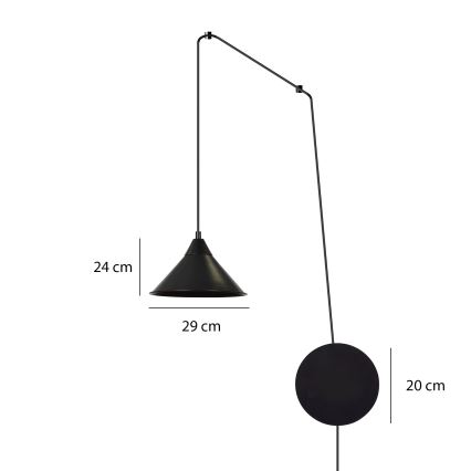 Żyrandol na lince ABRAMO 1xE27/15W/230V czarny