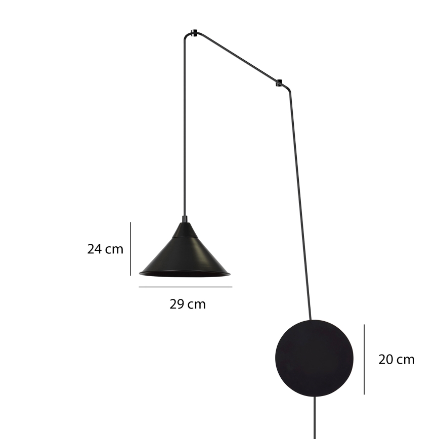 Żyrandol na lince ABRAMO 1xE27/15W/230V czarny