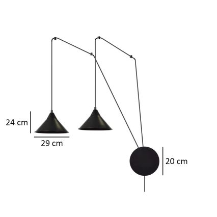 Żyrandol na lince ABRAMO 2xE27/15W/230V czarny