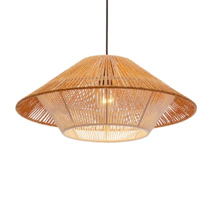 Žyrandol na lince AFRICA 1xE27/40W/230V śr. 50 cm brązowy/kremowy