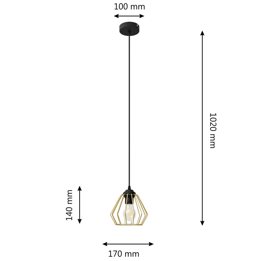 Żyrandol na lince AGAT 1xE27/15W/230V złoty/czarny