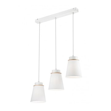 Żyrandol na lince AGUSTINO 3xE27/60W/230V biały/buk