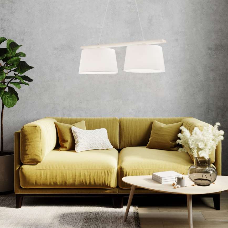 Żyrandol na lince AIDA 2xE27/60W/230V Ø 35 cm dąb/biały