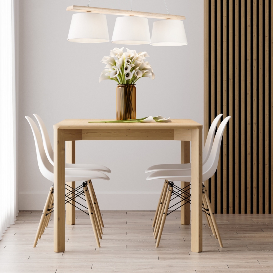 Żyrandol na lince AIDA 3xE27/60W/230V śr. 25 cm dąb/biały